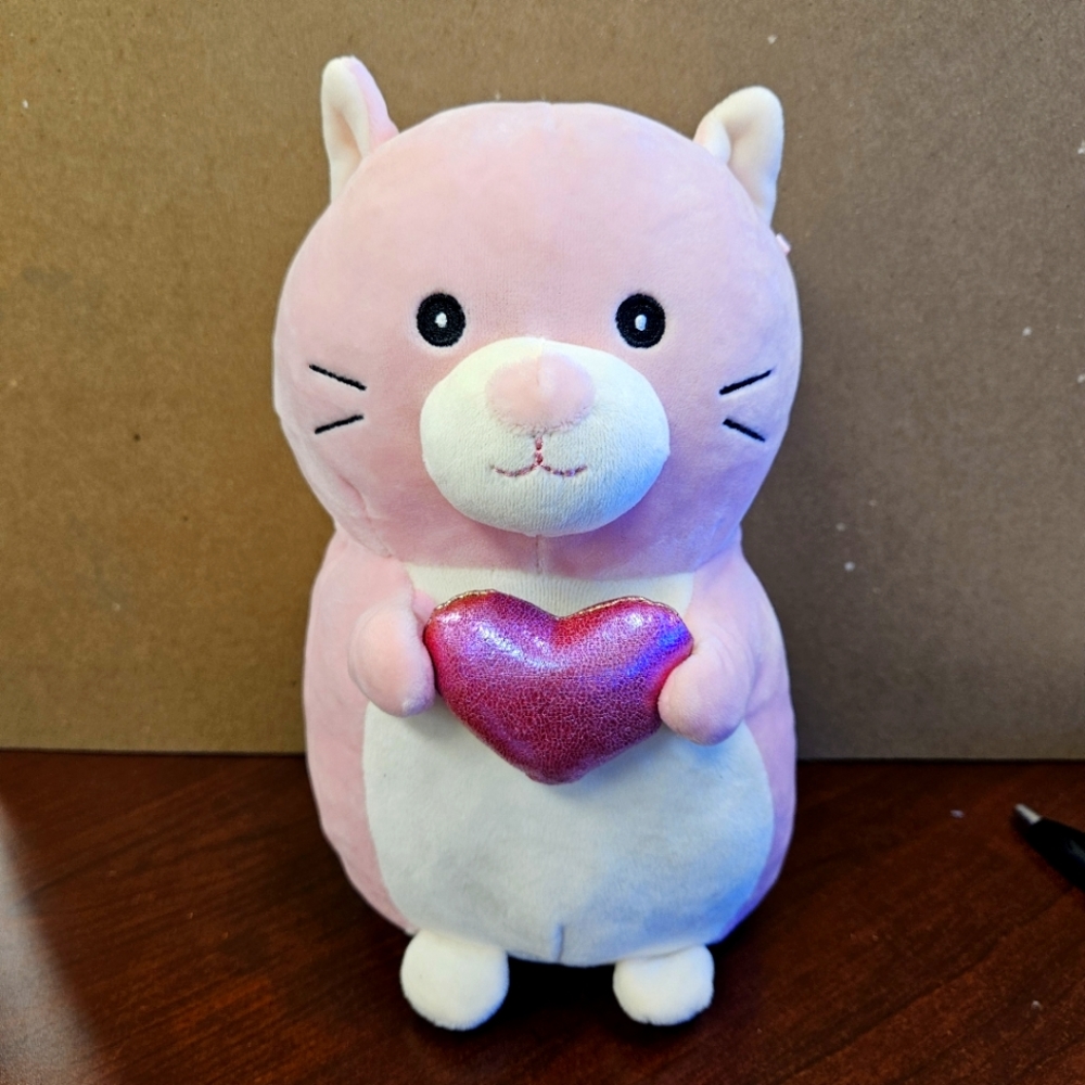 9" Squishmallows Cam the Cat Hug Mees Pink Cat with Heart Plush